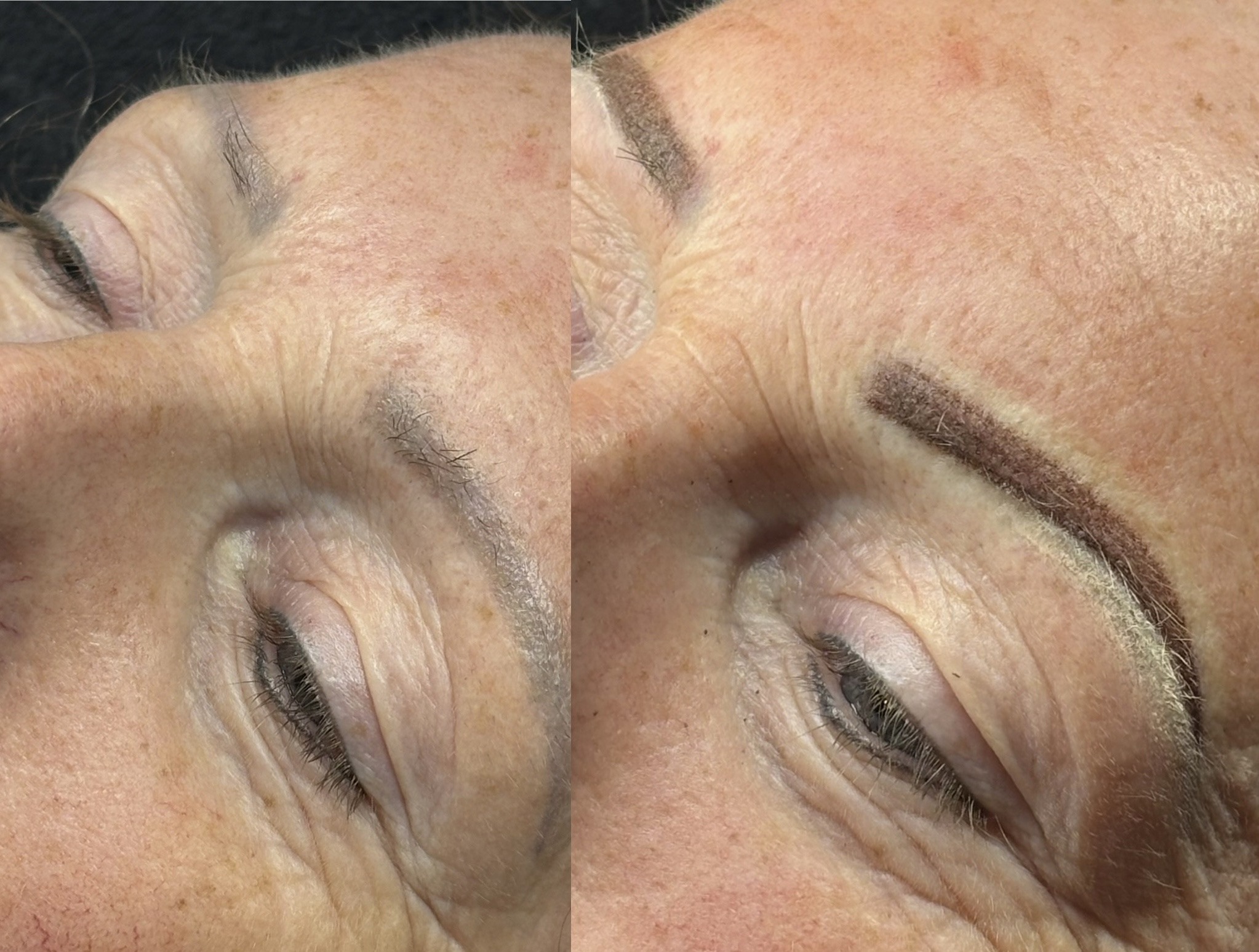 Wenkbrauwen voor en na een behandeling bij Beauty by C