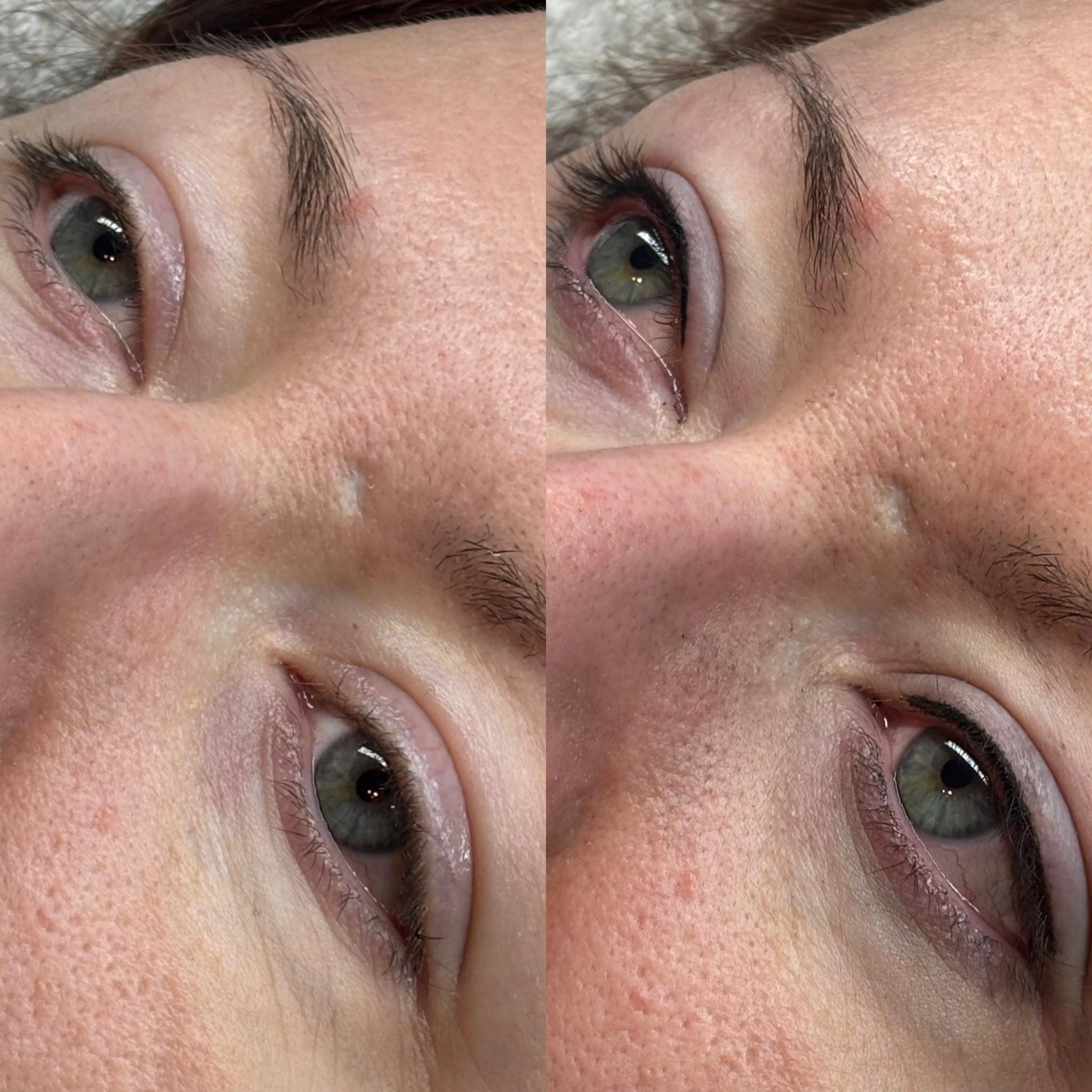 Ogen voor en na een eyeliner bij Beauty by C