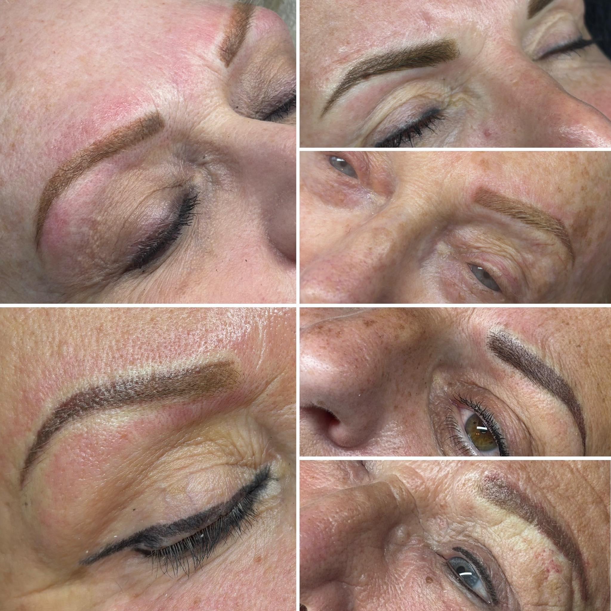 Collage van wenkbrauwen en eyeliner na de behandeling